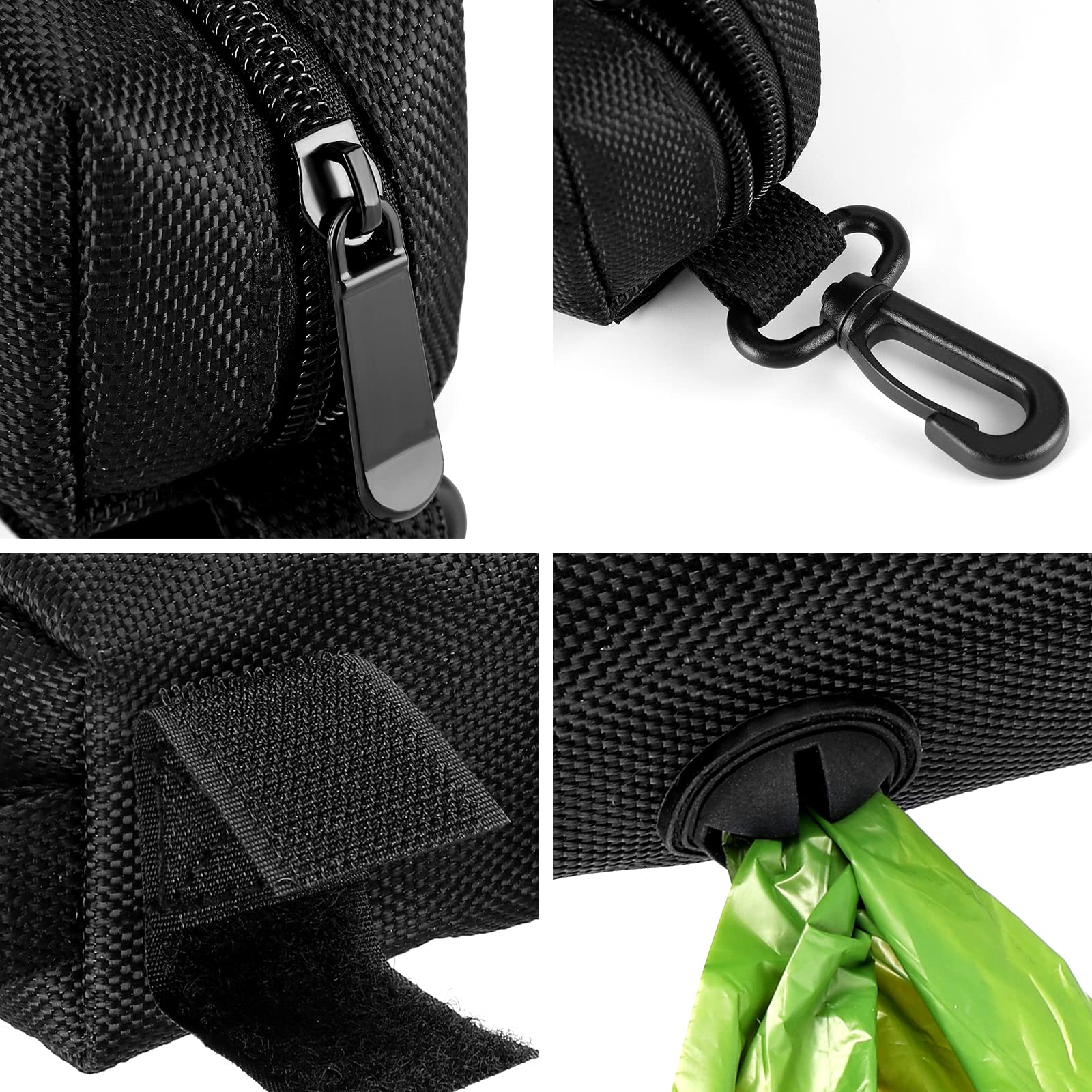 Dog Poop Bag Holder for Leash Attachment - Waste Bag Dispenser for Leash - Fits Any Dog Leash - Portable Set with 1 Hand Free Ho